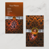 DAMASK MONOGRAM gem oranje witte lint Visitekaartje (Voorkant / Achterkant)