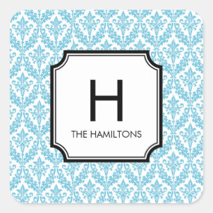 Damask Monogram Gift Label Sticker / Favor Sticker