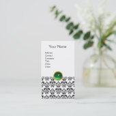 DAMASK MONOGRAM groen wit Visitekaartje (Staand voorkant)