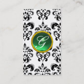 DAMASK MONOGRAM groen wit Visitekaartje (Achterkant)