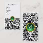 DAMASK MONOGRAM groene parel Visitekaartje (Voorkant / Achterkant)