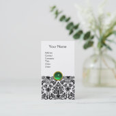 DAMASK MONOGRAM groene parel Visitekaartje (Staand voorkant)