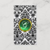 DAMASK MONOGRAM groene parel Visitekaartje (Achterkant)
