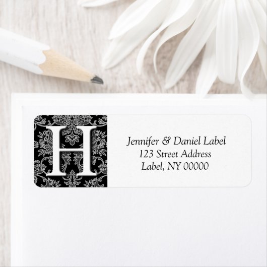 Damask Monogram H Return Address Labels (Insitu)