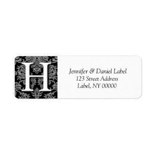 Damask Monogram H Return Address Labels
