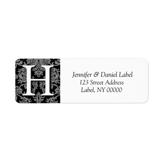 Damask Monogram H Return Address Labels (Voorkant)