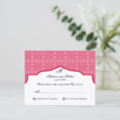 Damask Monogram Honeysuckle RSVP-kaart RSVP Kaartje (Staand voorkant)
