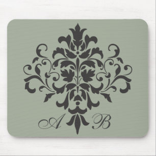 Damask Monogram in Elegant Grijs of Grijs Muismat