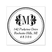 Damask Monogram Initiaal Classic Retouradres Zelfinktende Stempel (Design)