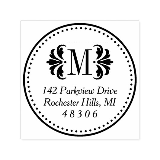 Damask Monogram Initiaal Classic Retouradres Zelfinktende Stempel (Design)