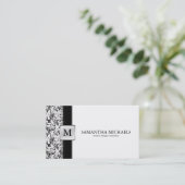 Damask Monogram Interior Design Visitekaartjes (Staand voorkant)