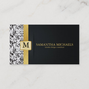 Damask Monogram Interior Design Visitekaartjes