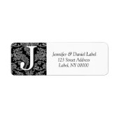 Damask Monogram J Return Address Labels (Voorkant)