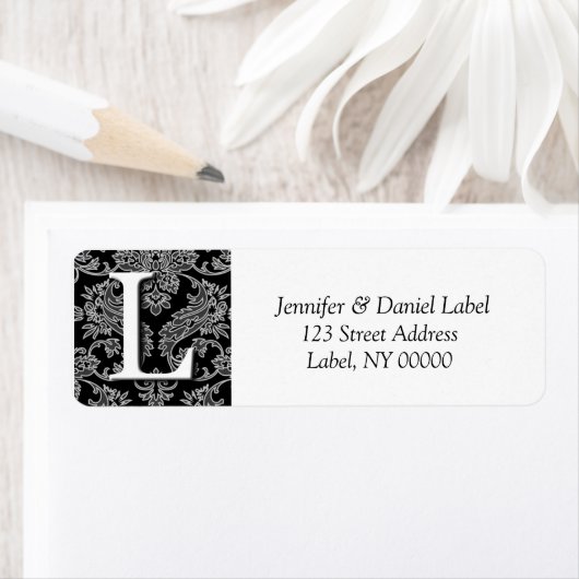 Damask Monogram K Return Address Labels (Insitu)