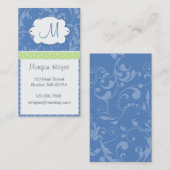 Damask Monogram-kaart Visitekaartje (Voorkant / Achterkant)