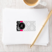 Damask Monogram Labels Roze voor Bruiloften (Insitu)
