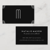 Damask Monogram op Black Visitekaartje (Voorkant / Achterkant)
