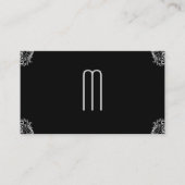 Damask Monogram op Black Visitekaartje (Voorkant)