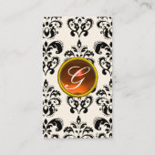 DAMASK MONOGRAM oranje crème Visitekaartje (Achterkant)