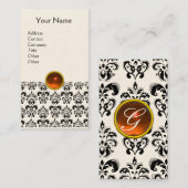 DAMASK MONOGRAM oranje crème Visitekaartje (Voorkant / Achterkant)