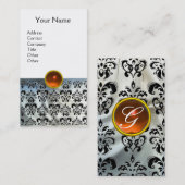 DAMASK MONOGRAM oranje witte zijde Visitekaartje (Voorkant / Achterkant)