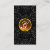DAMASK MONOGRAM oranje zwart Visitekaartje (Achterkant)