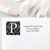 Damask Monogram P Adres Mailing Labels (Insitu)