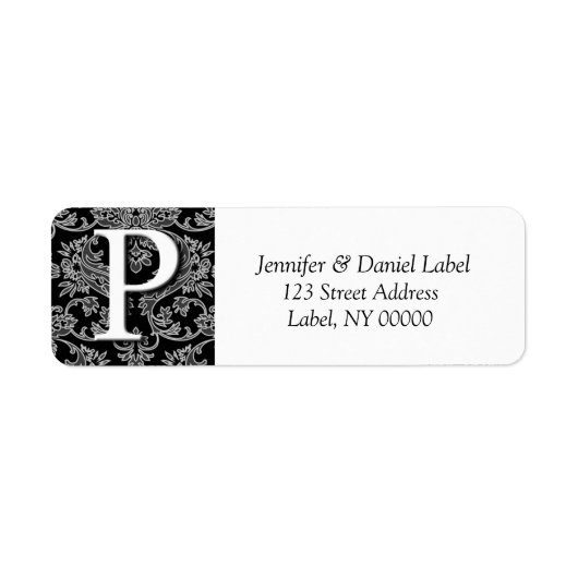Damask Monogram P Adres Mailing Labels (Voorkant)