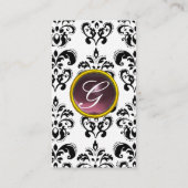 DAMASK MONOGRAM paars lichtlinnen Visitekaartje (Achterkant)