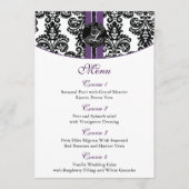 damask monogram paars trouwmenu menu (Voorkant)