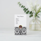 DAMASK MONOGRAM paars wit Visitekaartje (Staand voorkant)