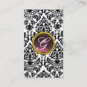 DAMASK MONOGRAM paars wit Visitekaartje (Achterkant)