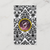 DAMASK MONOGRAM paarse lichte platina Visitekaartje (Achterkant)