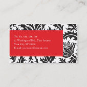Damask Monogram Red Visitekaartje (Achterkant)