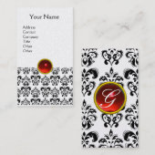 DAMASK MONOGRAM rood ruby light gold Visitekaartje (Voorkant / Achterkant)
