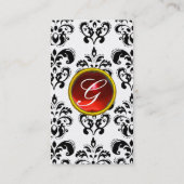 DAMASK MONOGRAM rood ruby light gold Visitekaartje (Achterkant)
