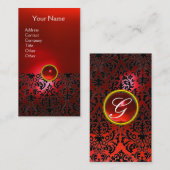 DAMASK MONOGRAM rood, wit Visitekaartje (Voorkant / Achterkant)
