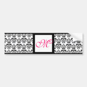 DAMASK MONOGRAM, roze fuchsie Bumpersticker (Voorkant)