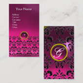 DAMASK MONOGRAM roze fuchsie Visitekaartje (Voorkant / Achterkant)