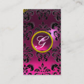 DAMASK MONOGRAM roze fuchsie Visitekaartje (Achterkant)