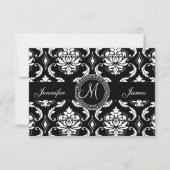 Damask Monogram RSVP-kaarten voor Square Invite RSVP Kaartje (Voorkant)