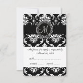 Damask Monogram RSVP-kaarten voor Square Invite RSVP Kaartje (Achterkant)
