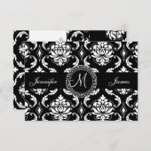 Damask Monogram RSVP-kaarten voor Square Invite RSVP Kaartje (Voorkant / Achterkant)