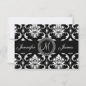 Damask Monogram RSVP-kaarten voor Square Invite RSVP Kaartje (Voorkant)