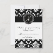 Damask Monogram RSVP-kaarten voor Square Invite RSVP Kaartje (Achterkant)