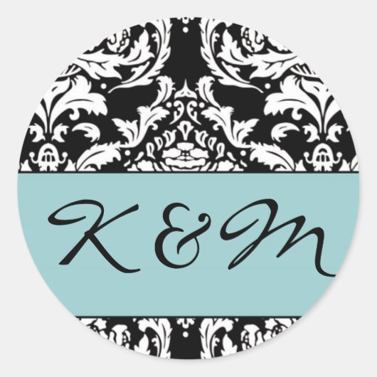 Damask Monogram Sticker (Voorkant)
