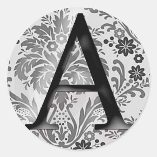 Damask Monogram Sticker - Initiaal A (Voorkant)