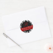 Damask Monogram Sticker (zwart/rood) (Envelop)