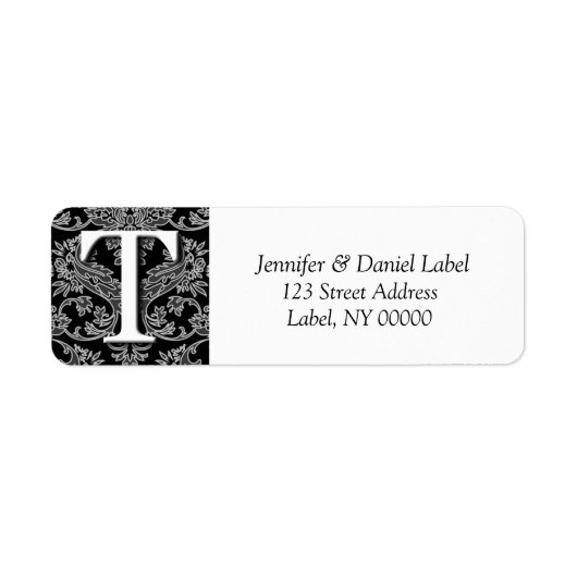 Damask Monogram T-adres Verzendlabels Etiket (Voorkant)