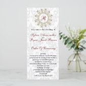 Damask MONOGRAM Trouwprogramma Programmakaart (Staand voorkant)